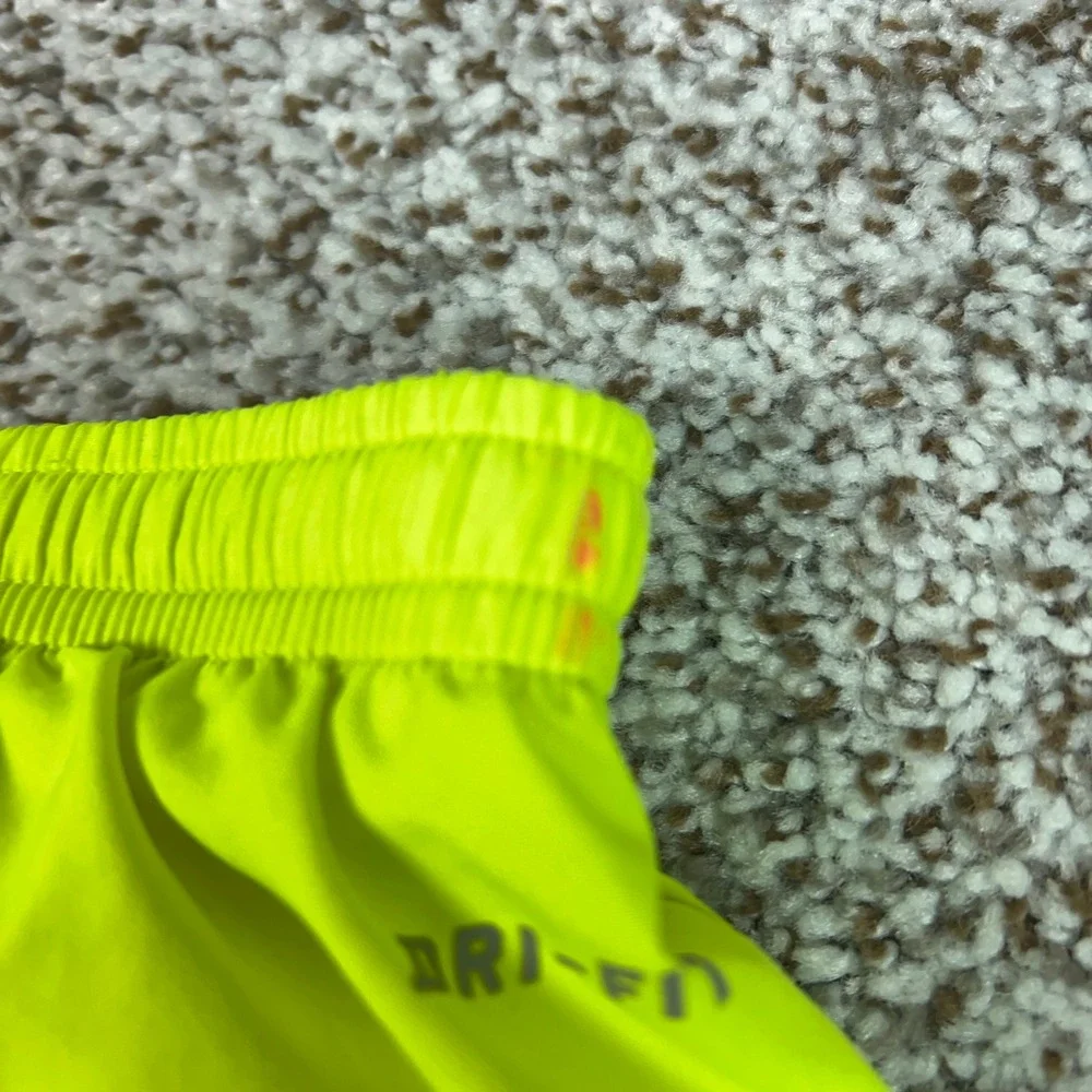 Nike Shorts Womens Medium Neon Yellow Dri-FIT Running Athletic Lined Workout